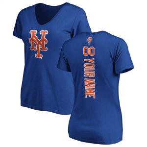 New York Mets Women’s Royal Personalized Playmaker Name & Number V-Neck T-Shirt