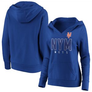 New York Mets Women’s Royal Scoreboard V-Neck Pullover Hoodie