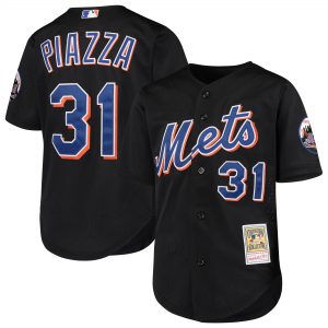 Mike Piazza New York Mets Youth Black Cooperstown Collection Mesh Batting Practice Jersey