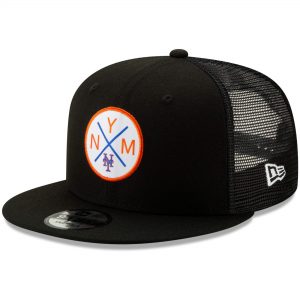 New Era New York Mets Black Vert Trucker 9FIFTY Adjustable Snapback Hat