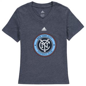 New York City FC adidas Girls Youth Primary Logo V-Neck Tri-Blend T-Shirt