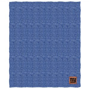 New York Giants Two-Tone Sweater Knit Blanket with Faux Leather Logo Patch