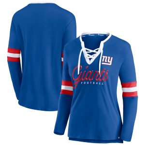 New York Giants Women’s Block Party Team Script Lace-Up Long Sleeve T-Shirt