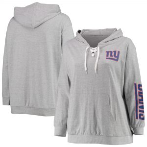 New York Giants Women’s Plus Size Lace-Up Pullover Hoodie