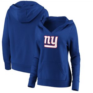 New York Giants Women’s Primary Team Logo V-Neck Pullover Hoodie