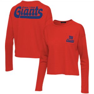 New York Giants Junk Food Women’s Pocket Thermal Long Sleeve T-Shirt – Red