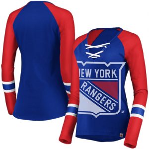 New York Rangers Majestic Women’s The Lace Up Raglan Long Sleeve T-Shirt