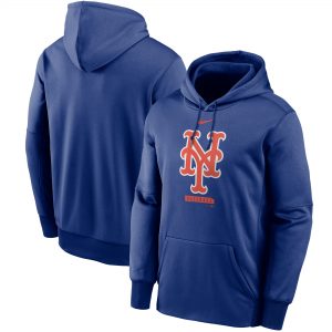 Nike New York Mets Royal Logo Therma Performance Pullover Hoodie